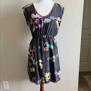 100% Silk Rebecca Taylor Vibrant Floral Sleeveless Dress